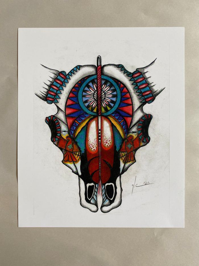 Designs on skull print made by Gary colbert