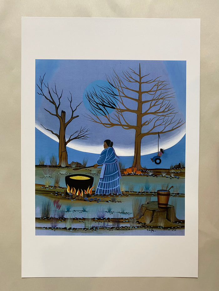 Grandma making sofke print made by Gary colbert