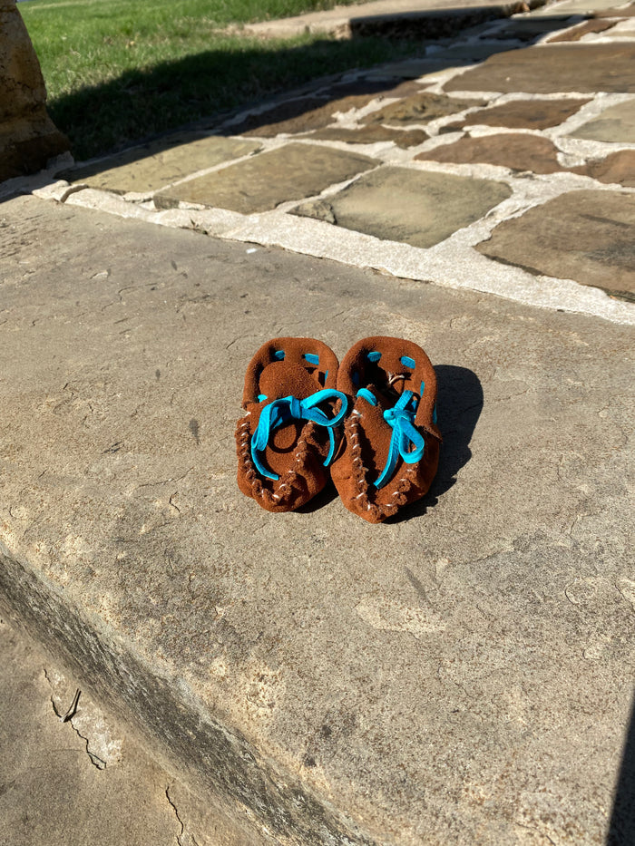 Infant moccasins made by Mvskoke Artist, Soloman Hill