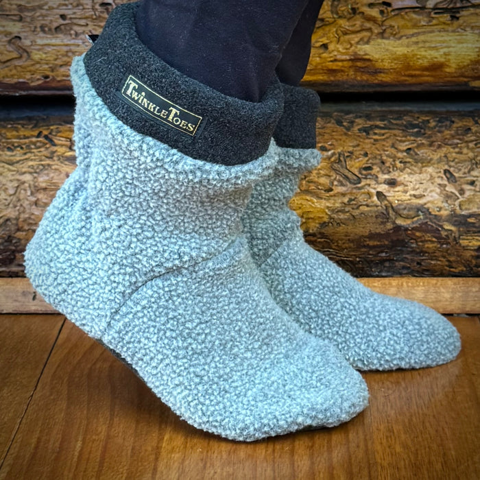 Grey Sherpa Kids Slipper Socks