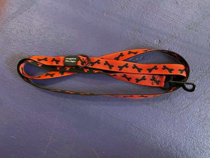 Dogtraining101 Adult Dog Fancy Black Bone-Red 1.5m x 25mm Lead