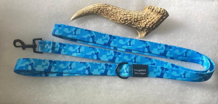 Dogtraining101 Adult Dog Fancy Blue Bone Camo 1.5m x 25mm Lead