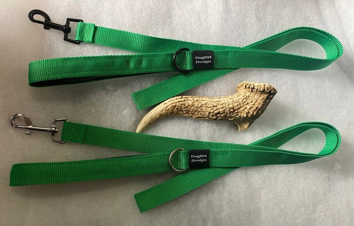 Dogtraining101 Black Adult Dog Premium Handle Plain Light Green 1.5m x 25mm Lead