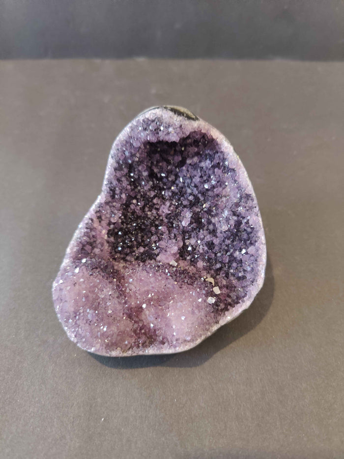 Amethyst with Calcite Crystal Inclusions Geode Sculpture - Smokin Resin Company
