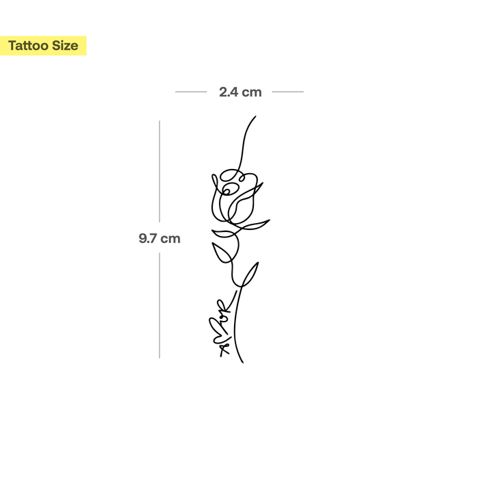 "Amore" Fineline Rose Tattoo