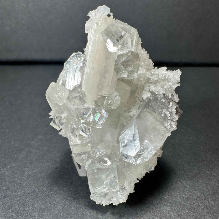 Clear Apophyllite Cluster with White Stilbite on Chalceedony from India - Smokin Resin Company