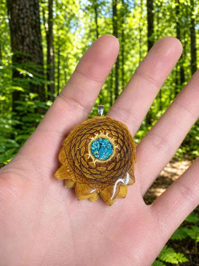 Crushed Opal Pinecone Pendant | Handmade PNW Jewelry | #25