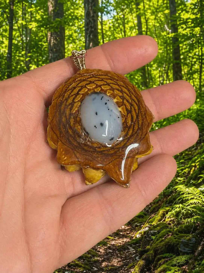 Dalmatian Jasper Pinecone Pendant | Handmade PNW Jewelry | #36