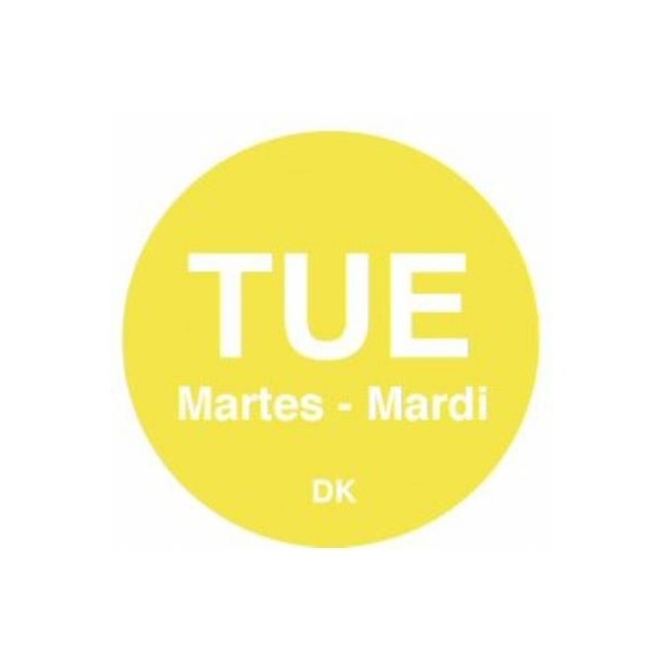 Day Of The Week Labels 20mm Dia (Roll Of 1000) Tuesday/Yellow
