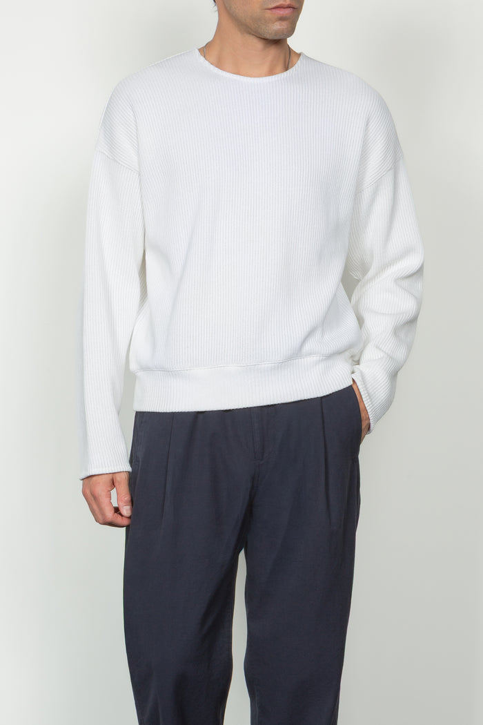 Drop Shoulder Sweater - White