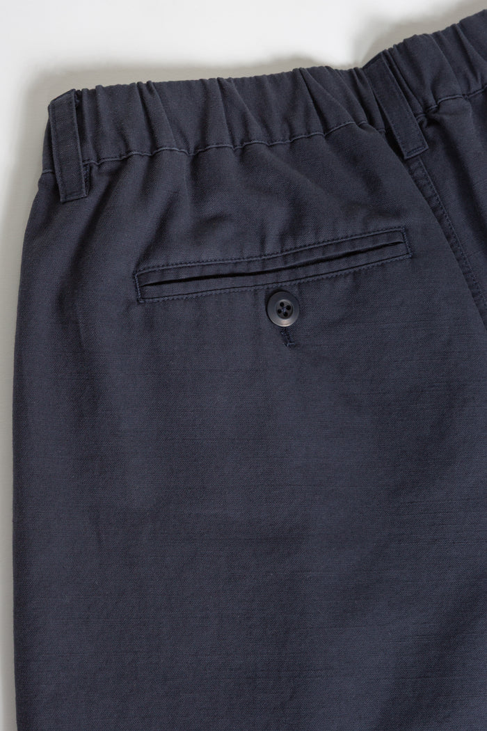 Elastic Waistband Pleated Pant - Dark Blue