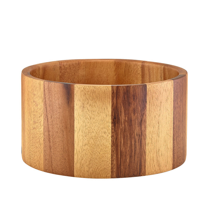 Genware Acacia Wood Straight Sided Bowl 22.5cm x 12cm