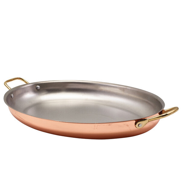 Genware Copper Plated Oval Dish 37.5 x 26cm (Box Of 3)