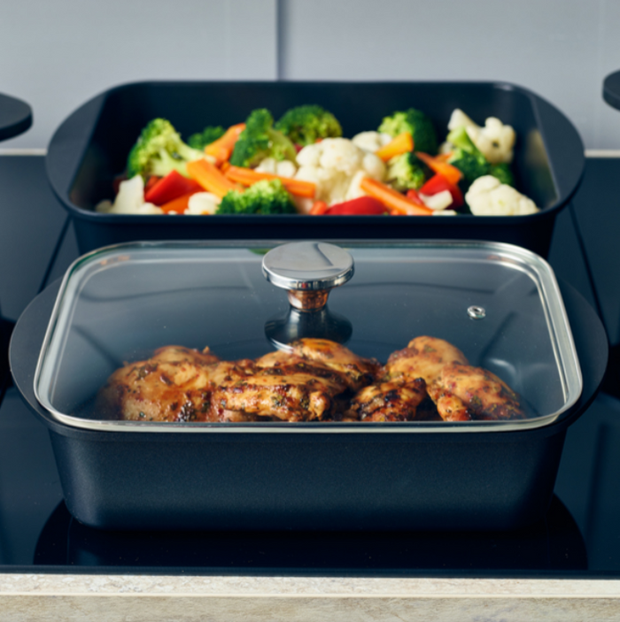 Genware Glass Lid For Cast Aluminium Roaster 35 x 22cm
