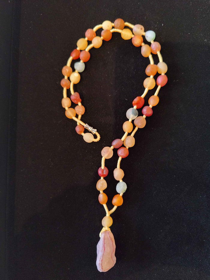 Gobi Desert Agate Bead Necklace with Agate Pendant - Smokin Resin Company