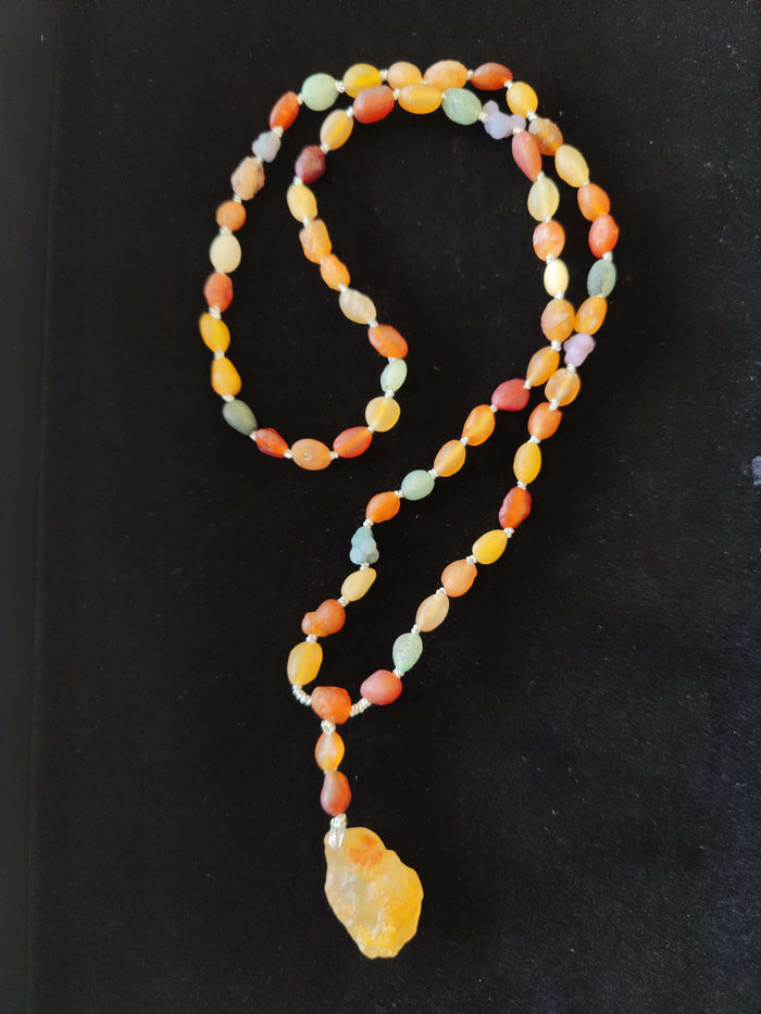 Gobi Desert Candy Agate Bead Necklace with Candy Agate Pendant - Smokin Resin Company