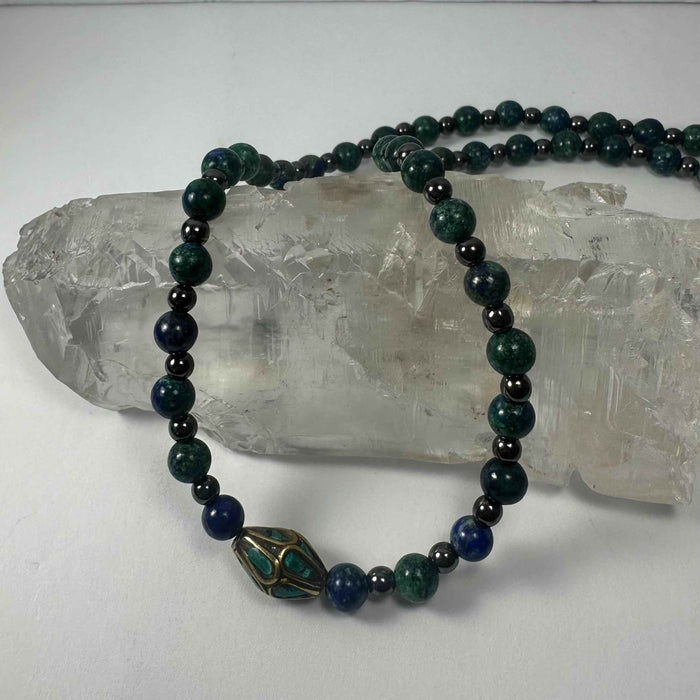 Handmade Tibetan Brass & Turquoise Necklace