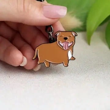 Novelty Keyring - Staffie - Brown