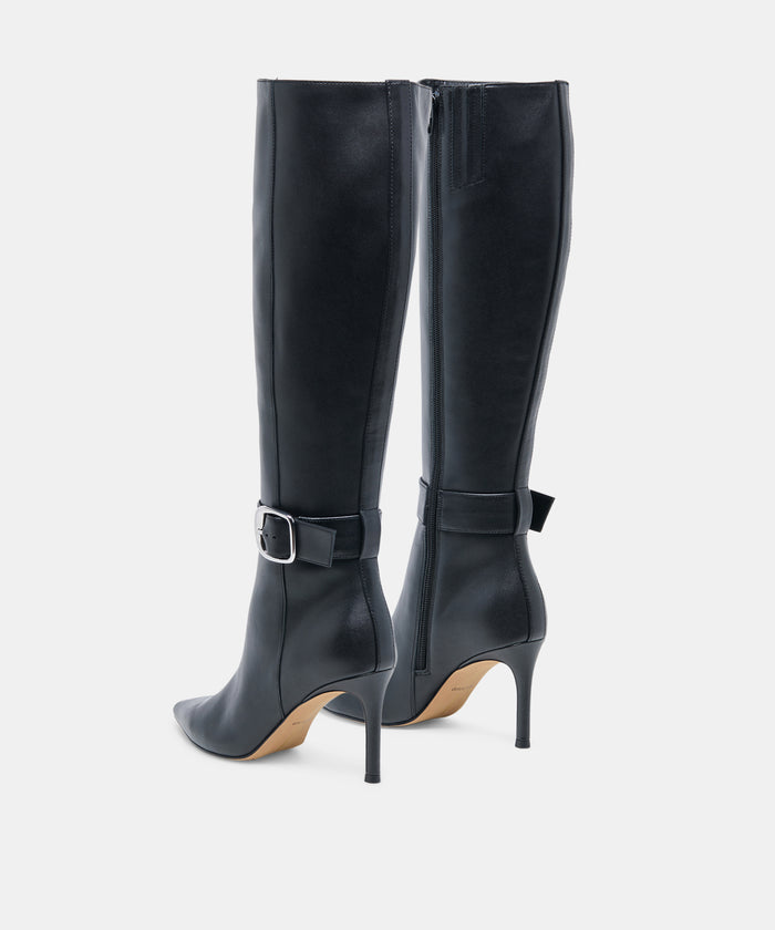 KINZY BOOTS BLACK LEATHER