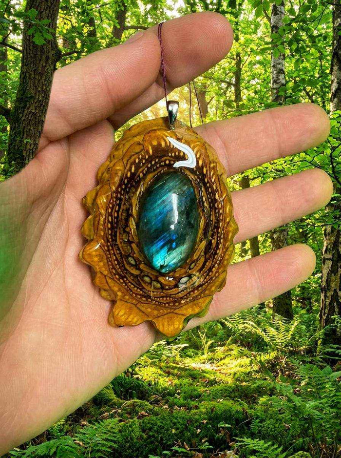 Labradorite Pinecone Pendant - Nature-Inspired Charm for Intuition and Grounding
