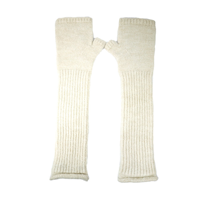 Long Cream Fingerless Gloves