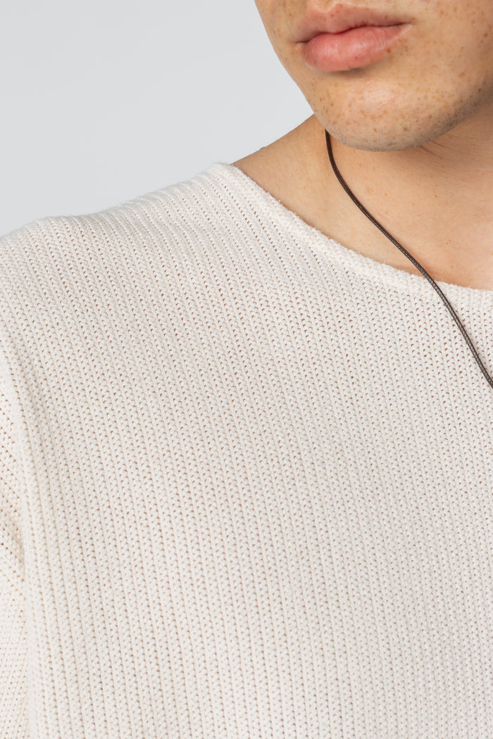 Long Sleeve Oversized Top - Parchment Open Stitch