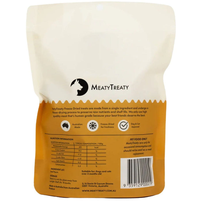 MEATY TREATY MEATY TREATY FREEZE DRIED BEEF HEARTS 100G