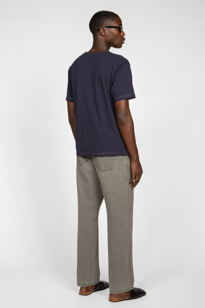 Minimal T-Shirt - Navy Cotton / Linen