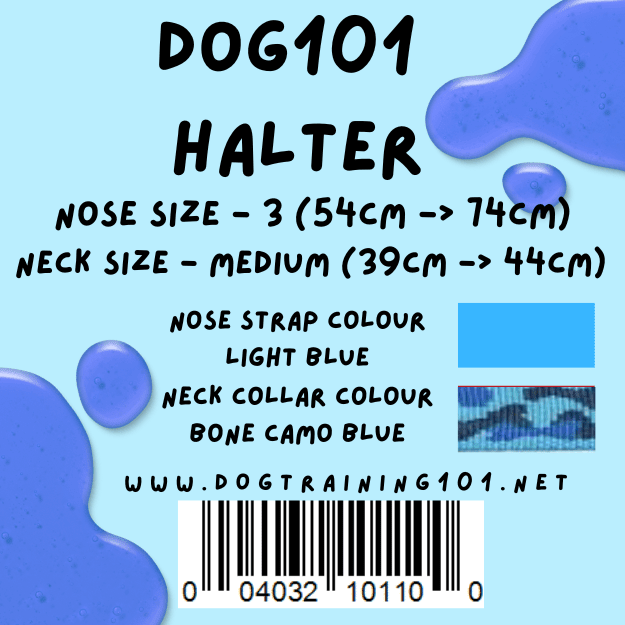 Dogtraining101 Retail Dog Super Store Medium 39cm to 44cm Nose Light Blue - Neck Bone Camo Blue - Size 3 Dog101 Halter