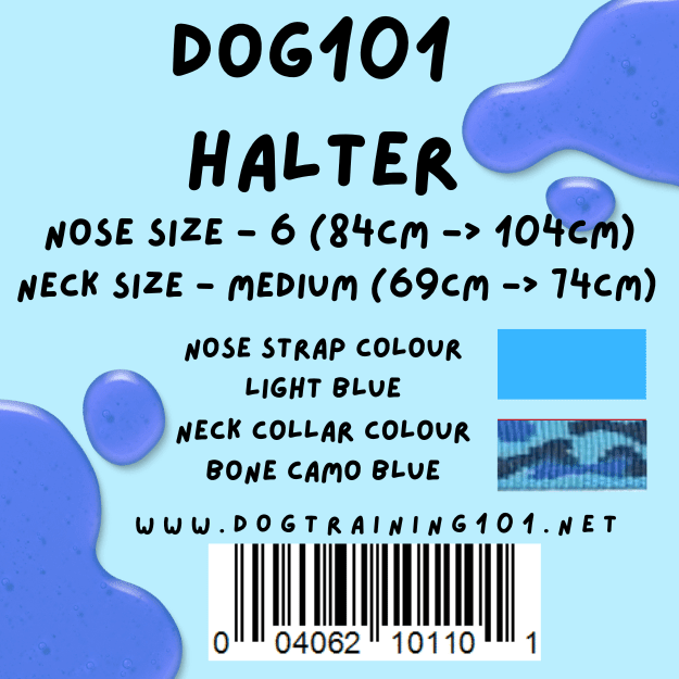 Dogtraining101 Retail Dog Super Store Medium 64cm to 69cm Nose Light Blue - Neck Bone Camo Blue - Size 6 Dog101 Halter