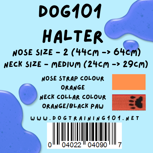 Dogtraining101 Retail Dog Super Store Medium 24cm to 29cm Nose Orange - Neck Orange/Black Paw - Size 2 Dog101 Halter