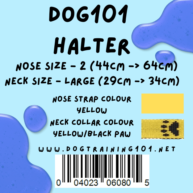 Dogtraining101 Retail Dog Super Store Large 29cm to 34cm Nose Yellow - Neck Yellow/Black Paw - Size 2 Dog101 Halter
