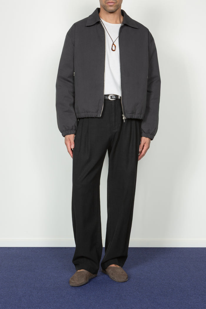 Padded Zip Front Blouson - Charcoal