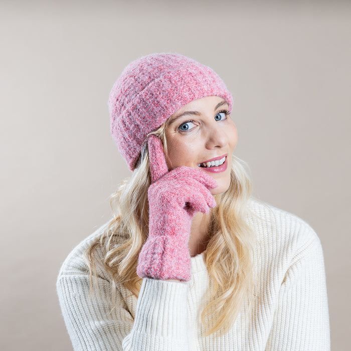 Pale Pink Boucle super soft gloves