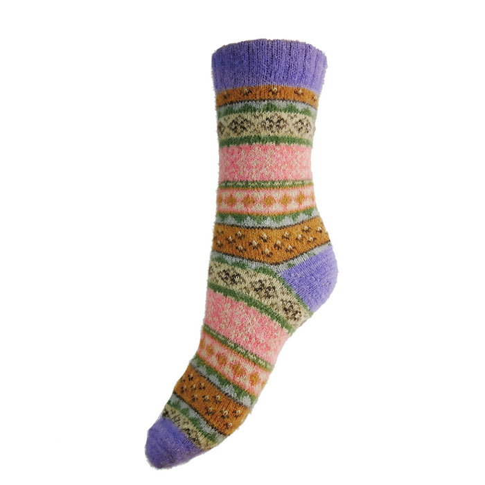 Pink and purple Scandi patterned soft Cosy socks