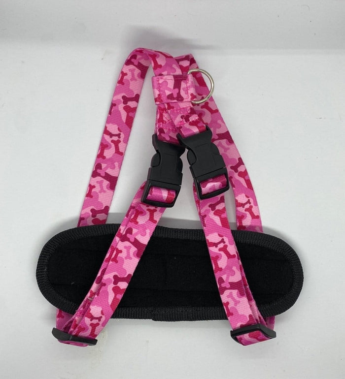 Dogtraining101 Retail Super Store Pink Bone Camo-Black Clips Premium Harness