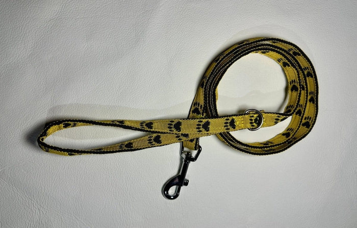 Dogtraining101 Puppy/Small Dog Black Paw/Yellow 1.2m x 15mm Lead