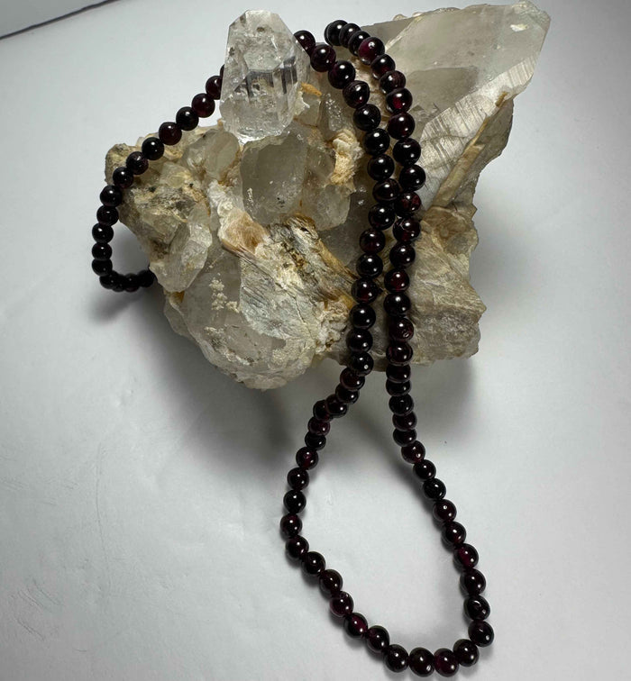 Red Garnet Round Bead Necklace - Smokin Resin Company