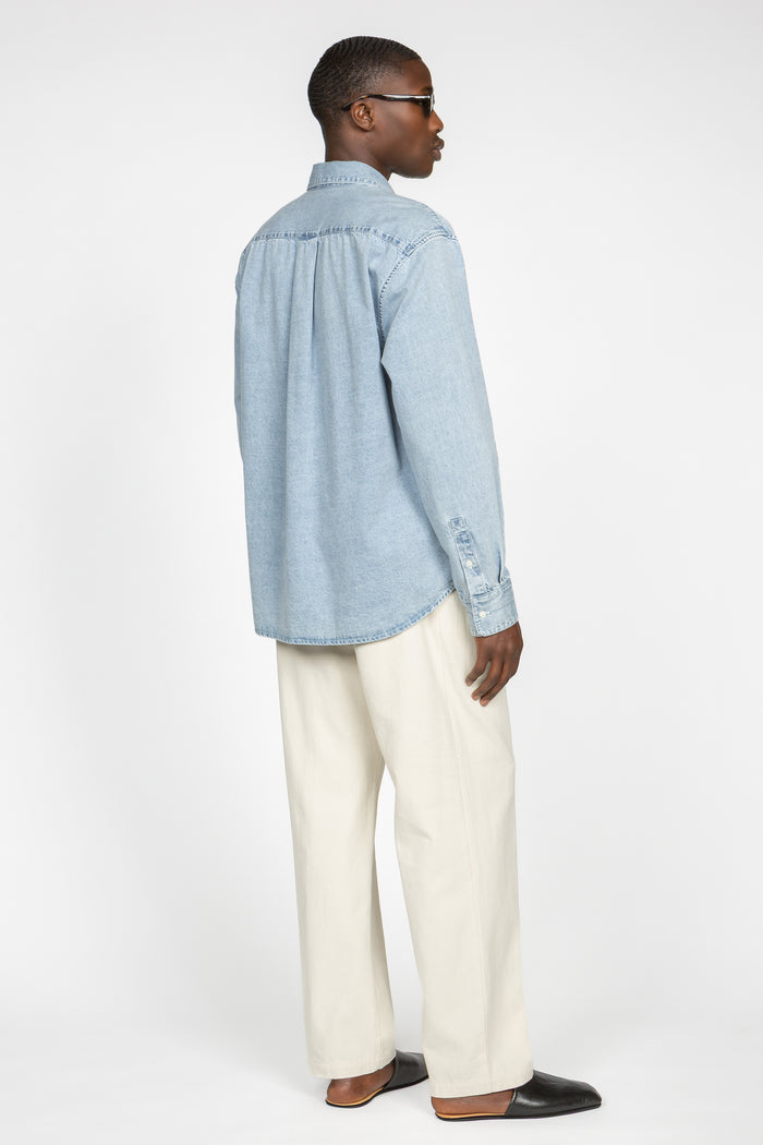 Relaxed Two Pocket Denim Shirt - Light Blue Denim