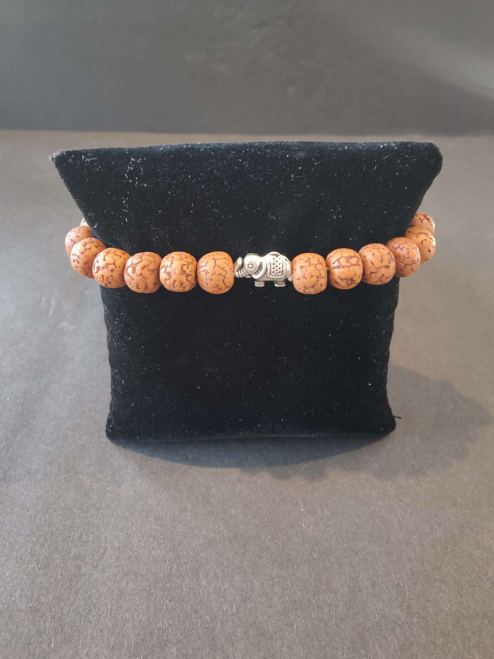 Rudraksha Seed Beaded Bracelet with Elephant Charms - Smokin Resin Company