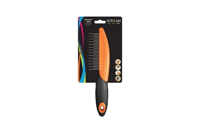 Dogtraining101 Retail Super Store SCREAM Shedding Comb Loud Orange 20cm