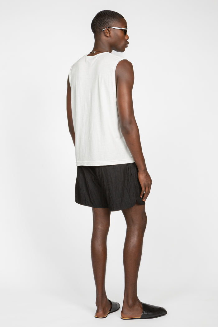 Sleeveless T-Shirt - White Cotton / Linen