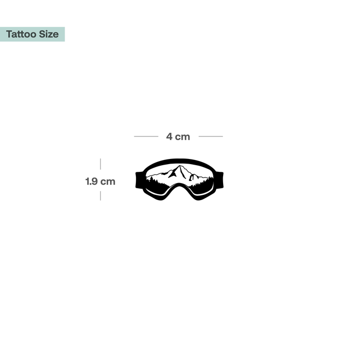 Snowboard Brille mit Bergen Tattoo