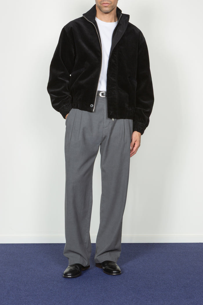Stand Collar Blouson - Black Corduroy