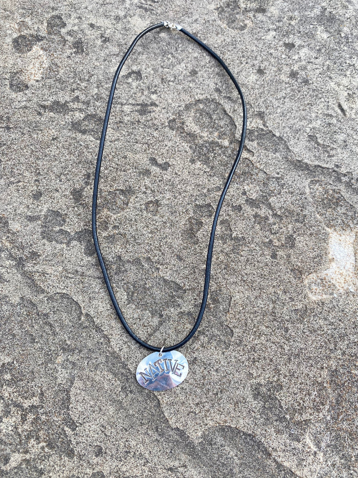 Sterling Silver Native Pendant Necklace on Leather Cord