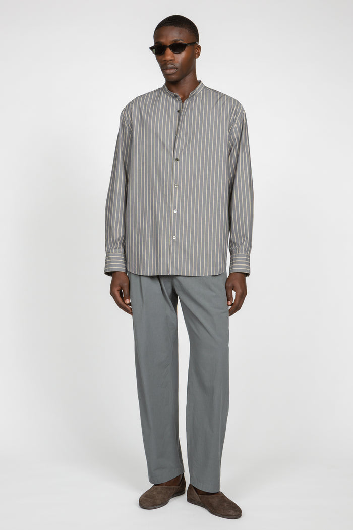 Triple Pleated Elastic Waistband Pant - Light Slate