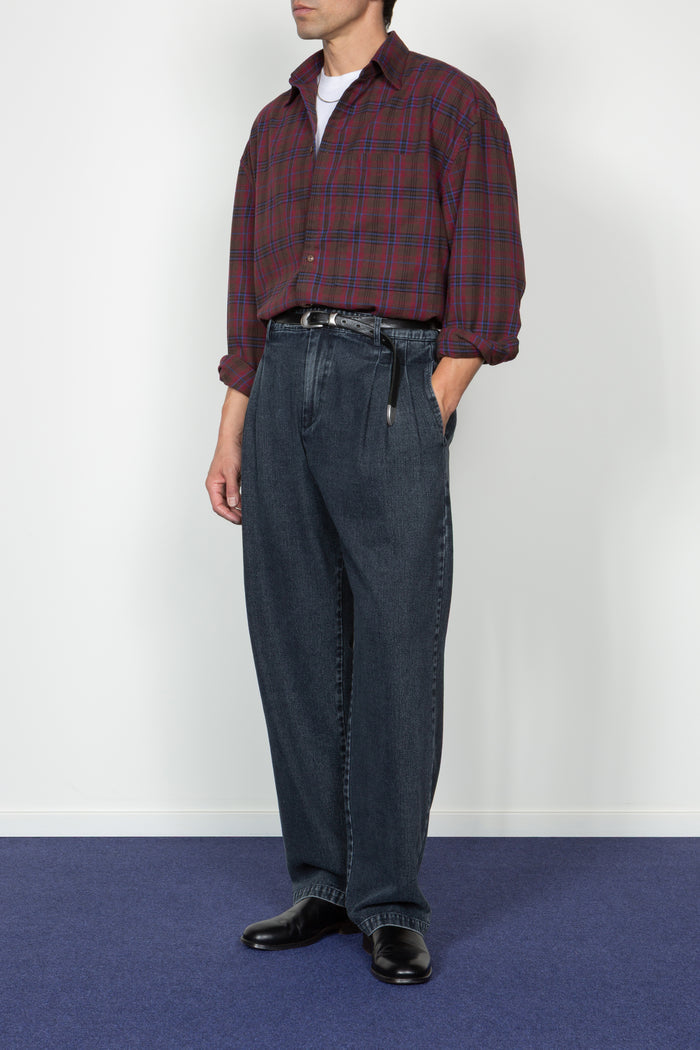 Ultra Oversized Big Pocket Shirt - Brown / Wine Plaid Flannel