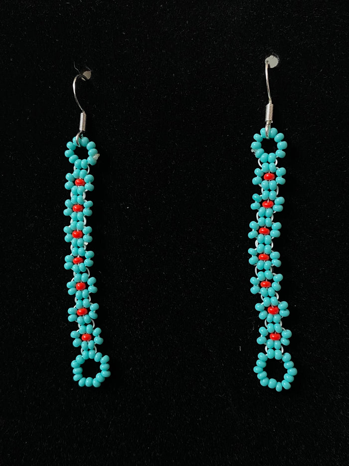 daisy chain earrings, Made by Mvskoke Artist, Ernest Tiger