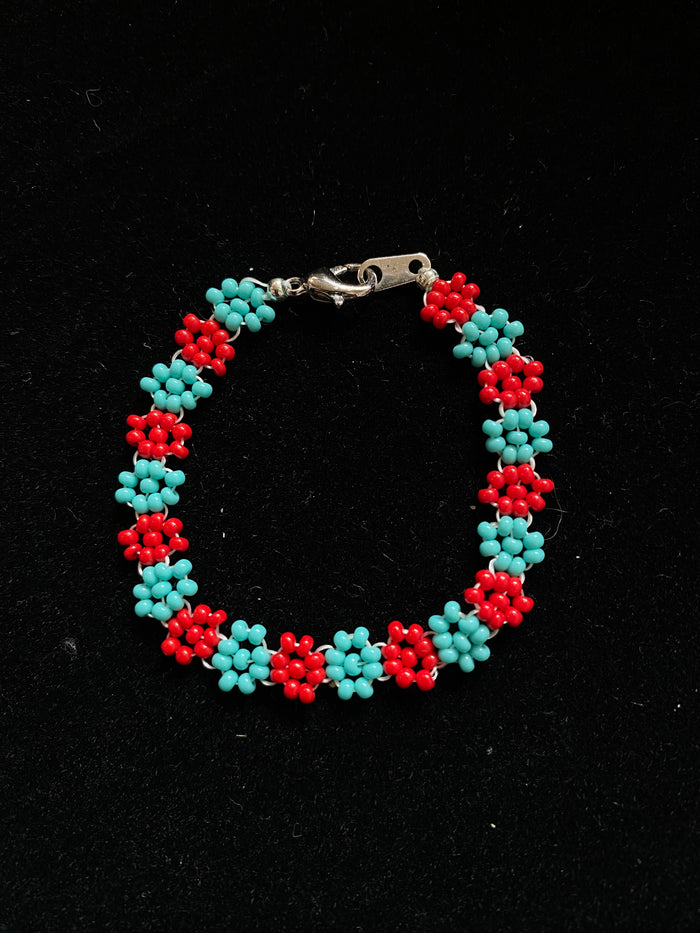 5 inch red & turquoise