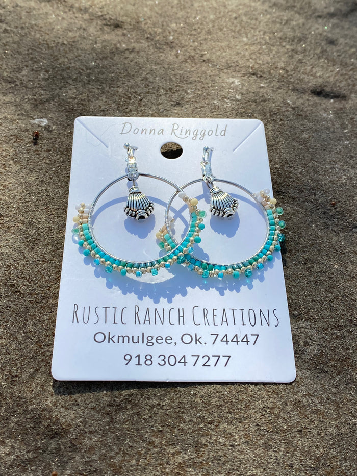 Beaded Hoop Earrings Made By Mvskoke Artist, Donna Ringgold
